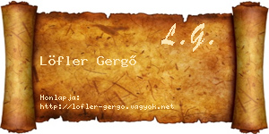 Löfler Gergő névjegykártya